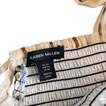Karen Millen  Placed Border Print Tie Strap Metallic Smocked Midi Dress US 20 Photo 9