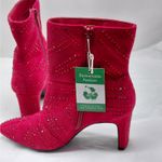Impo Virgie Red Rhinestone Ankle Boots Women 6M Pointed Toe Heel Zip Maximalist Photo 3
