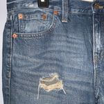 Madewell Blue Ripped Boy Jean Long Bermuda Distressed Loose Fit Cuffed Shorts 28 Photo 3