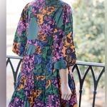 Briton Court‎ Hattie Dress Color Block Floral Balloon Puff Sleeves Sz M NWT Size M Photo 2