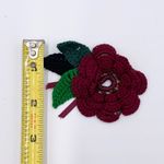 Vintage Handmade Crochet Knit Red Flower Pin Brooch Beaded Winter Holiday Photo 3