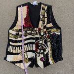Vintage Musical Beaded Sequined Vest Ana Mori size M Black Size M Photo 10