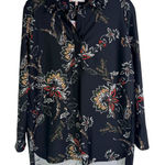 Jude Connally Melody Floral Black Long Sleeve Collared Printed High Low Top Sm S Photo 0