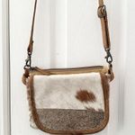 Myra Bags Cowgirl Western Mini Crossbody Saddle Genuine Leather Cowhide Hair Bag Tan Photo 7