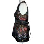 Divided  Y2K 2000s Oriental Kimono Top Black Satin Japanese Asian Print Small (6) Photo 2