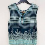 Free People turq combo sleeveless crewneck top size 12 Photo 0