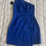 NBD Blue One-Shoulder Cocktail Dress Photo 3