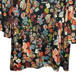 Cousin Earl Floral Long Sleeve Dress Keyhole Front Flowy Bell Sleeve Small R7109 Black Photo 2