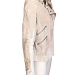 Michael Kors  Tan Leather Long Sleeve Moto Jacket Photo 2