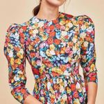 Hunter Bell  Patterson Puff‎ Sleeve Floral Midi Dress Multicolor Roses Size 2 Photo 1