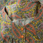 Vintage 60/70s Orange Yellow Paisley Flannel Robe Housecoat Nightgown Size L Size L Photo 6