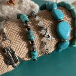 Southwestern Mixed Lot Turquoise Howlite Stretch Bangle Bracelets Set Blue Photo 6