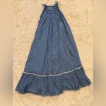 Free People NEW  Tip Toeing Tulip Embroidered Gauze maxi Blue Dress sz S Photo 5