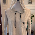 PINK - Victoria's Secret  NWOT Checkered Dog  L/S Gray Hoodie w/ Front Pocket Photo 0