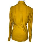 EXPRESS Portofino Mustard Long Sleeves Button Up Roll-Tab Sleeve Shirt Blouse M Photo 2