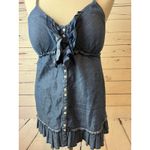 LEI Denim Shirt Halter Top XL Babydoll Cami Tank Top Y2K Ruffle Smocked Jean Blue Size undefined Photo 3