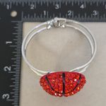 Boutique Silver Orange Rhinestone Basketball Clamper Hinge Bracelet Photo 6
