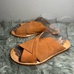 Free People  Emelia Slip-On Sandals Suede Cross Strap Sandals - Tan Size EU38 US8 Photo 7