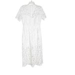 Endless Rose NWT Anthropologie  Lace Short Sleeve Midi Dress White Size S Photo 5