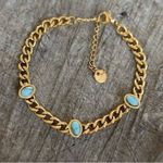 18K Gold Plated Turquoise Stone Cuban Bracelets stainless steel womens jewelry Blue Photo 2