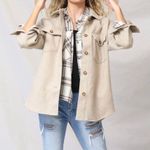 Love Tree Oatmeal Oversized Button Up Jacket Photo 2