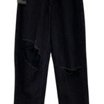 Pretty Little Thing  Black Boyfriend Button Fly Womens Jeans Size 2 Distressed Photo 0