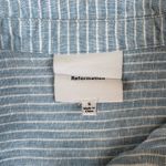 Reformation Ian Oversized Linen Shirt Blue White Stripe Size S Photo 2