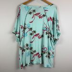LIV Los Angeles Top Women 3X Blue Stretch Floral Embroidered Short Sleeve Blouse Photo 5