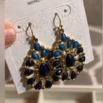 Gold and Blue Sunburst Earrings with Gemstone Accents boho festival summer Photo 3