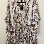 Torrid  Lace Trim Tie Waist Kimono Brown Floral 2 Photo 0