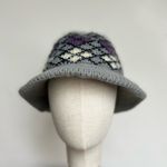 Vintage Argyle Knit Bucket Hat Gray Photo 2
