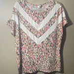 Sew in love boutique Women's Multicolor Patterned color block chevron Top Pink Size L Photo 0