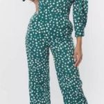 Timeless London Green Polka Dot Long Sleeve Wide Leg Jumpsuit US 16 Photo 0