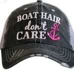 Katydid Boat Hair Don’t Care mesh Truckers Hat Black Photo 0