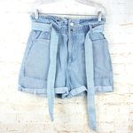 ZARA  Shorts Womens 6US Blue Relaxed Denim Paperbag Super High Waist Utility 4pkt Photo 4