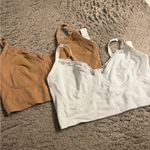 Aerie  White Tan Superchill Seamless Lace Trim Corset Tank Bralette Set - size XL Photo 1