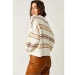 Free People Kennedy Pullover Sweater Ivory Oak Combo Large Chunky Knit Stripes Photo 12