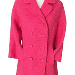Vintage 1960s Pink Double Breasted Wool Woven Coat Women's XS/S Notch Collar Photo 0