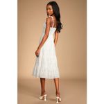 Lulus NWT  Sweet Sentiments White Jacquard Tiered Midi Dress Summery Beachy Sz M Photo 8