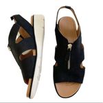 Nurture Wedge Sandal Sersey Black Leather Zipper Wedge Sandals Size 10 NIB Photo 3