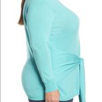 Vince Camuto NWT  Tie Front Sweater In Bright Aqua Photo 3