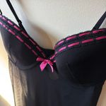 Black and Pink Mesh Padded Lingerie Top Size M Photo 1
