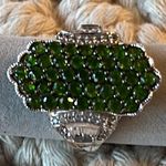 Large Chrome Diopside ring in silver with rhodium overlay. Marked 925. Size 9.5 Green Photo 1