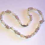 Vintage Puka Shell Chip Light Purple & Off White Beaded Boho Necklace Photo 4