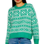 American Eagle  Green Fair Isle Snowdrift Sweater Crewneck Large Holiday Sweater Photo 0