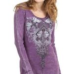 Vocal Purple Stonewash Cross T-shirt with perforated Back Panel Photo 0