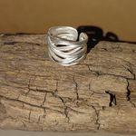 Artisan Sterling Silver 925 Ring Matte Wrap Twist Cuff Band Open Back Adjustable Photo 2
