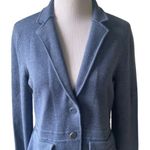 Talbots Merino Sweater Jacket Blazer in Heathered Denim Blue Medium Photo 2
