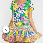 Jams World 90s  Floral Tropical Flowy Printed Mini Dress Tiered Vintage S‎ Photo 0