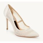 Badgley Mischka Weslee III Princess Pump Sz 9.5 NWOB Pearl Embellishments Bride Photo 1